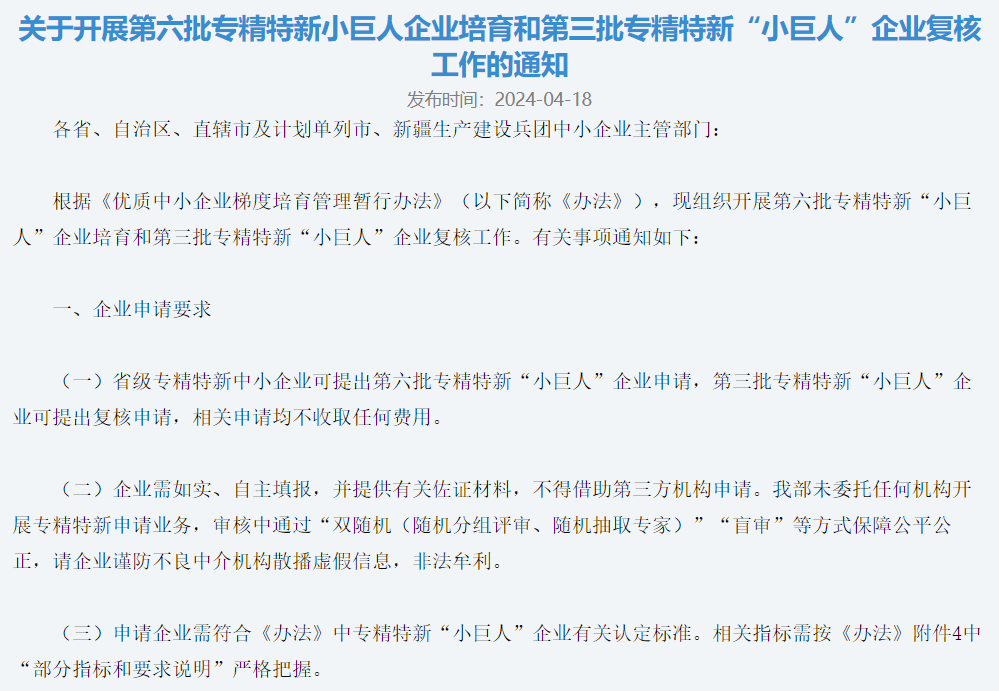 2024年专精特新小巨人